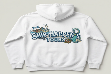 White boat tour logo hoodie